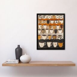 "Artery8 Rustic Earthy Tea Coffee Mugs Folk Art Retro Framed Art Print in Brown - Size: W12"" x H16""" - thumbnail 4