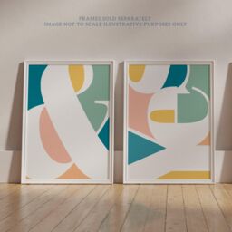 Wee Blue Coo Pack of 3 Symbol Typography Words Yes & No Pastel Colour Unframed Wall Art Living Room Prints Set - thumbnail 6