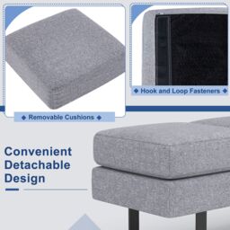 Gymax Upholstered Reception Bench Waiting Room Long Bench Footstool Office Chair in Grey - thumbnail 6