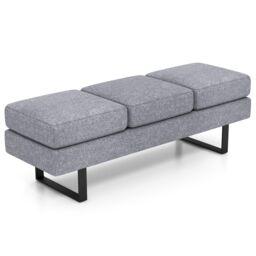 Gymax Upholstered Reception Bench Waiting Room Long Bench Footstool Office Chair in Grey