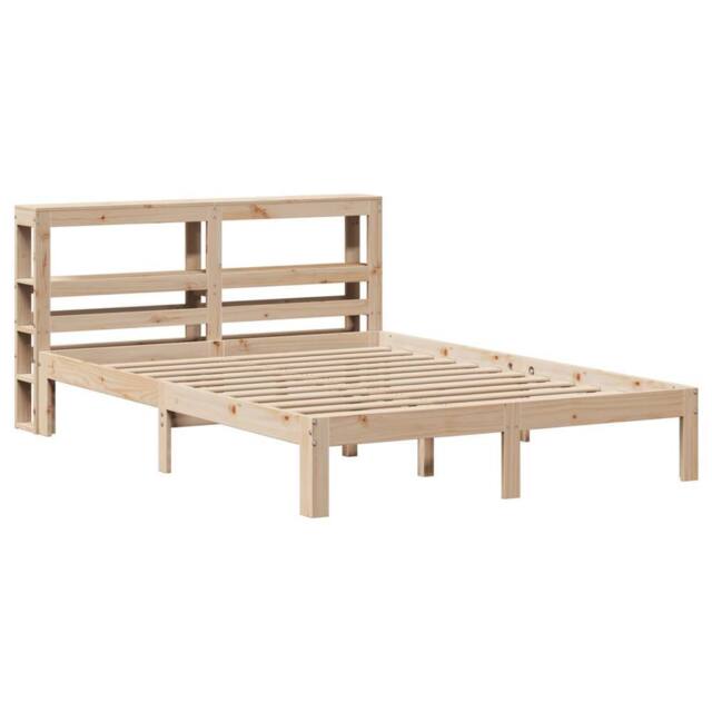 Berkfield Home Beautiful Bed Frame with Headboard without Mattress 160x200 cm in Natural - image 1