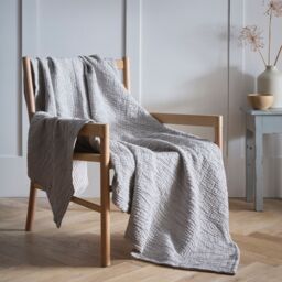 Portfolio Home Aalborg 100% Cotton Textured Throwover Bed Throw Blanket 150 x 200 cm in Grey - Size: 150 cm x 200 cm - thumbnail 2