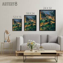 "Artery8 Turning Road at Montgeroult Paul Cezanne Framed Canvas Wall Art Print - Size: W12"" x H16""" - thumbnail 4