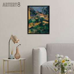 "Artery8 Turning Road at Montgeroult Paul Cezanne Framed Canvas Wall Art Print - Size: W12"" x H16""" - thumbnail 3