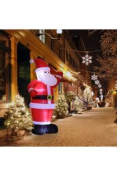 Living and Home 120cm Tall Christmas Inflatable Santa Claus putting up hand with LED Christmas Air Blown Decorations for Yard Lawn in Red - thumbnail 4