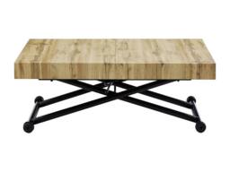 Vente-unique Extendable & Adjustable 2 - In - 1 Table - MDF & Steel - Natural in Black - thumbnail 2