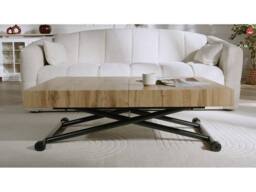 Vente-unique Extendable & Adjustable 2 - In - 1 Table - MDF & Steel - Natural in Black - thumbnail 4