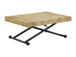 Vente-unique Extendable & Adjustable 2 - In - 1 Table - MDF & Steel - Natural in Black - thumbnail 8