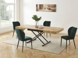 Vente-unique Extendable & Adjustable 2 - In - 1 Table - MDF & Steel - Natural in Black - thumbnail 5