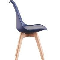 Life Interiors Set of 6 Scandinavian Dining Chairs Leather Cushions Solid Wood Legs in Royal - thumbnail 3