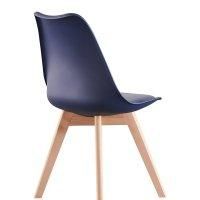 Life Interiors Set of 6 Scandinavian Dining Chairs Leather Cushions Solid Wood Legs in Royal - thumbnail 4