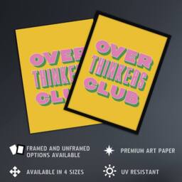 "Artery8 Overthinkers Club Mustard Yellow Pink Retro Wall Art Print - Size: W12"" x H16""" - thumbnail 2