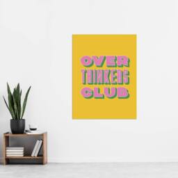 "Artery8 Overthinkers Club Mustard Yellow Pink Retro Wall Art Print - Size: W12"" x H16""" - thumbnail 4