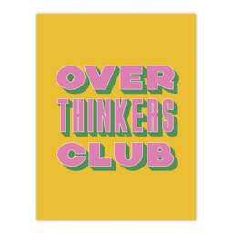 "Artery8 Overthinkers Club Mustard Yellow Pink Retro Wall Art Print - Size: W12"" x H16""" - thumbnail 1