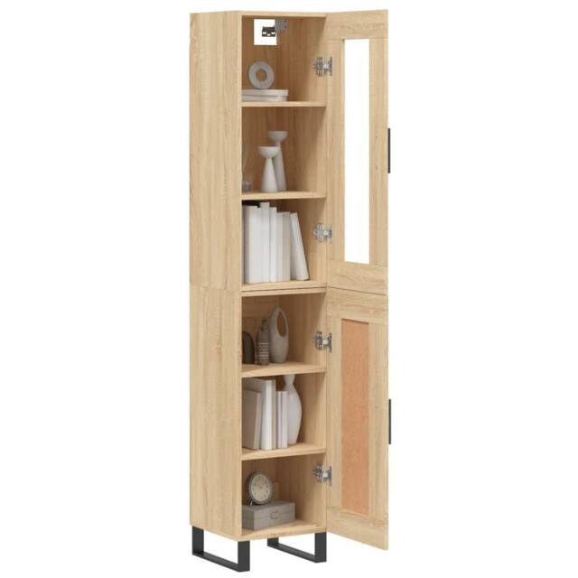Berkfield Home Highboard Sonoma Oak 34.5x34x180 cm Engineered Wood in Brown - image 1