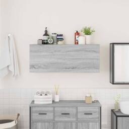 Berkfield Home Bathroom Wall Cabinet Grey Sonoma 100x25x40 cm Engineered Wood - Size: 100 x 25 x 40 cm - thumbnail 3