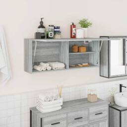 Berkfield Home Bathroom Wall Cabinet Grey Sonoma 100x25x40 cm Engineered Wood - Size: 100 x 25 x 40 cm - thumbnail 2