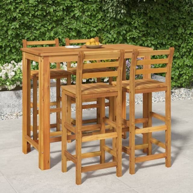 Berkfield Home 5 Piece Garden Bar Set Solid Wood Acacia in Brown - image 1