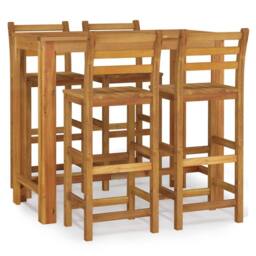 Berkfield Home 5 Piece Garden Bar Set Solid Wood Acacia in Brown - thumbnail 2