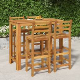 Berkfield Home 5 Piece Garden Bar Set Solid Wood Acacia in Brown - thumbnail 1