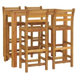Berkfield Home 5 Piece Garden Bar Set Solid Wood Acacia in Brown - thumbnail 3