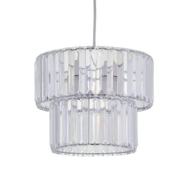 First Choice Lighting Clint - Clear Acrylic Crystal Two Tier Easy Fit Pendant Shade - image 1
