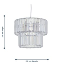 First Choice Lighting Clint - Clear Acrylic Crystal Two Tier Easy Fit Pendant Shade - thumbnail 8