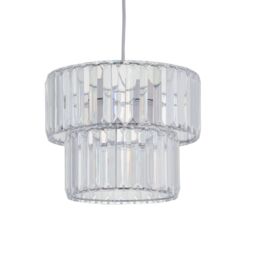 First Choice Lighting Clint - Clear Acrylic Crystal Two Tier Easy Fit Pendant Shade