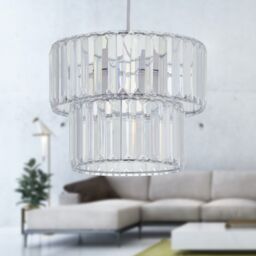 First Choice Lighting Clint - Clear Acrylic Crystal Two Tier Easy Fit Pendant Shade - thumbnail 6