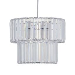 First Choice Lighting Clint - Clear Acrylic Crystal Two Tier Easy Fit Pendant Shade - thumbnail 2
