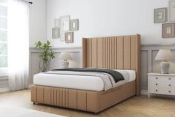 "Sloomy Hargrave Dumfries Divan Base No Drawers-54"" Wingback & 12"" Footboard in Light Brown - Size: Single" - thumbnail 3