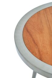 Orsina Acacia Wood Round Side Table-Metallic Small Table-Gold Aluminium Framed Bedside Table-Natural Round Table in Natural - thumbnail 4