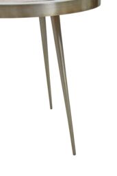 Orsina Acacia Wood Round Side Table-Metallic Small Table-Gold Aluminium Framed Bedside Table-Natural Round Table in Natural - thumbnail 5