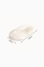 H&O Direct Oval Super Soft Shaggy Area Rug in White - Size: 60 cm x 120 cm - thumbnail 3