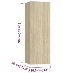 Berkfield Home 3 Piece TV Cabinet Set Sonoma Oak Engineered Wood in Light Oak - thumbnail 9