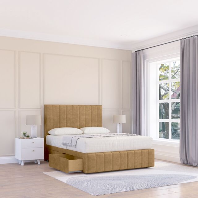 "Sloomy California Divan Bed Base No Drawers 12"" Footboard & 26"" Struts Headboard in Bronze - Size: King" - image 1