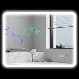 STILVORA 80 x 60cm LED Bathroom Mirror, Bluetooth, Anti-Fog, 3-Colour Lighting, Silver - Size: 80 x 60 cm - thumbnail 5