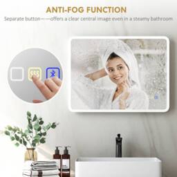 STILVORA 80 x 60cm LED Bathroom Mirror, Bluetooth, Anti-Fog, 3-Colour Lighting, Silver - Size: 80 x 60 cm - thumbnail 9