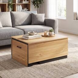Gymax Extendable Coffee Table with 2 Storage Compartments in Natural - thumbnail 4