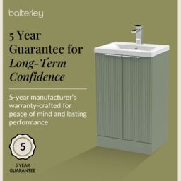 Balterley Fluted Front Floor Standing 2 Door Vanity Basin Unit 500mm Satin Green - thumbnail 6