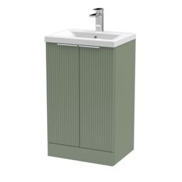 Balterley Fluted Front Floor Standing 2 Door Vanity Basin Unit 500mm Satin Green