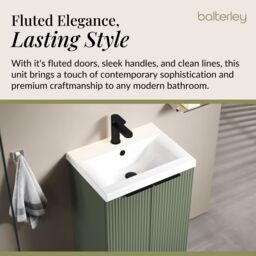 Balterley Fluted Front Floor Standing 2 Door Vanity Basin Unit 500mm Satin Green - thumbnail 4