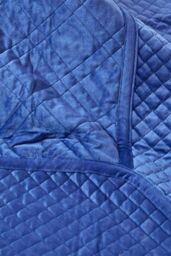 Homescapes Luxury Quilted Velvet Bedspread Geometric Pattern Throw in Navy - Size: King - thumbnail 3
