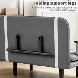 EONLION Double Fabric Sofa Bed Sleeper Couch Sofabed in Grey - thumbnail 4