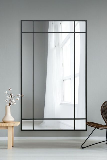 "MirrorOutlet Black Contemporary Wall & Leaner Mirror 79"" X 47"" (200 x 120CM) - Size: 1 Pack" - image 1