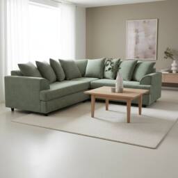 Abakus Direct Ferguson Chenille Corner Sofa with Deep Seats & Angular Arms in Light Green - thumbnail 4