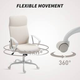 STILVORA Office Chair with High Back in Cream Linen - thumbnail 8