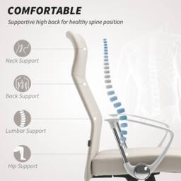 STILVORA Office Chair with High Back in Cream Linen - thumbnail 6