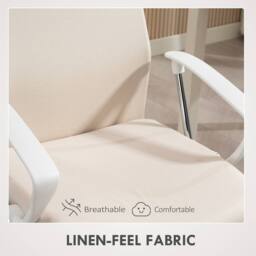 STILVORA Office Chair with High Back in Cream Linen - thumbnail 9