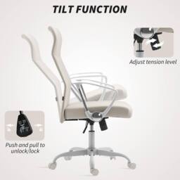 STILVORA Office Chair with High Back in Cream Linen - thumbnail 7